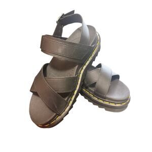 NEW Dr. Martens Women's Voss II Leather Strap Sandals - Black Hydro Sz 8